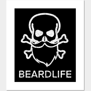 Skull and Beard Beardlife - White Posters and Art